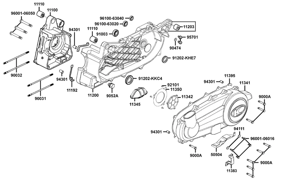 E01 Crank Case parts diagram