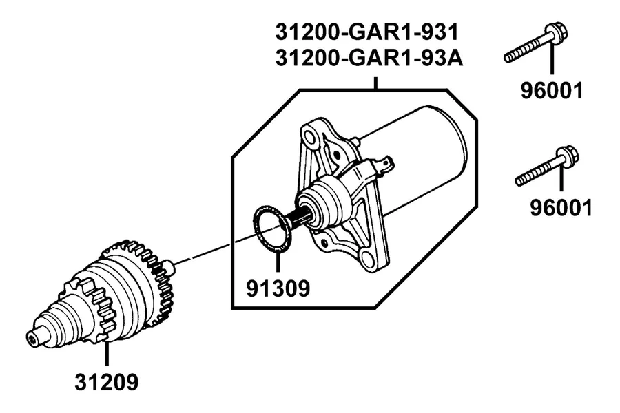E04 Starting Motor parts diagram