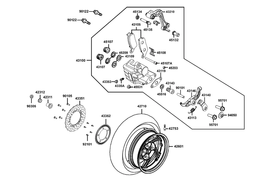 F08 Rear Wheel parts diagram
