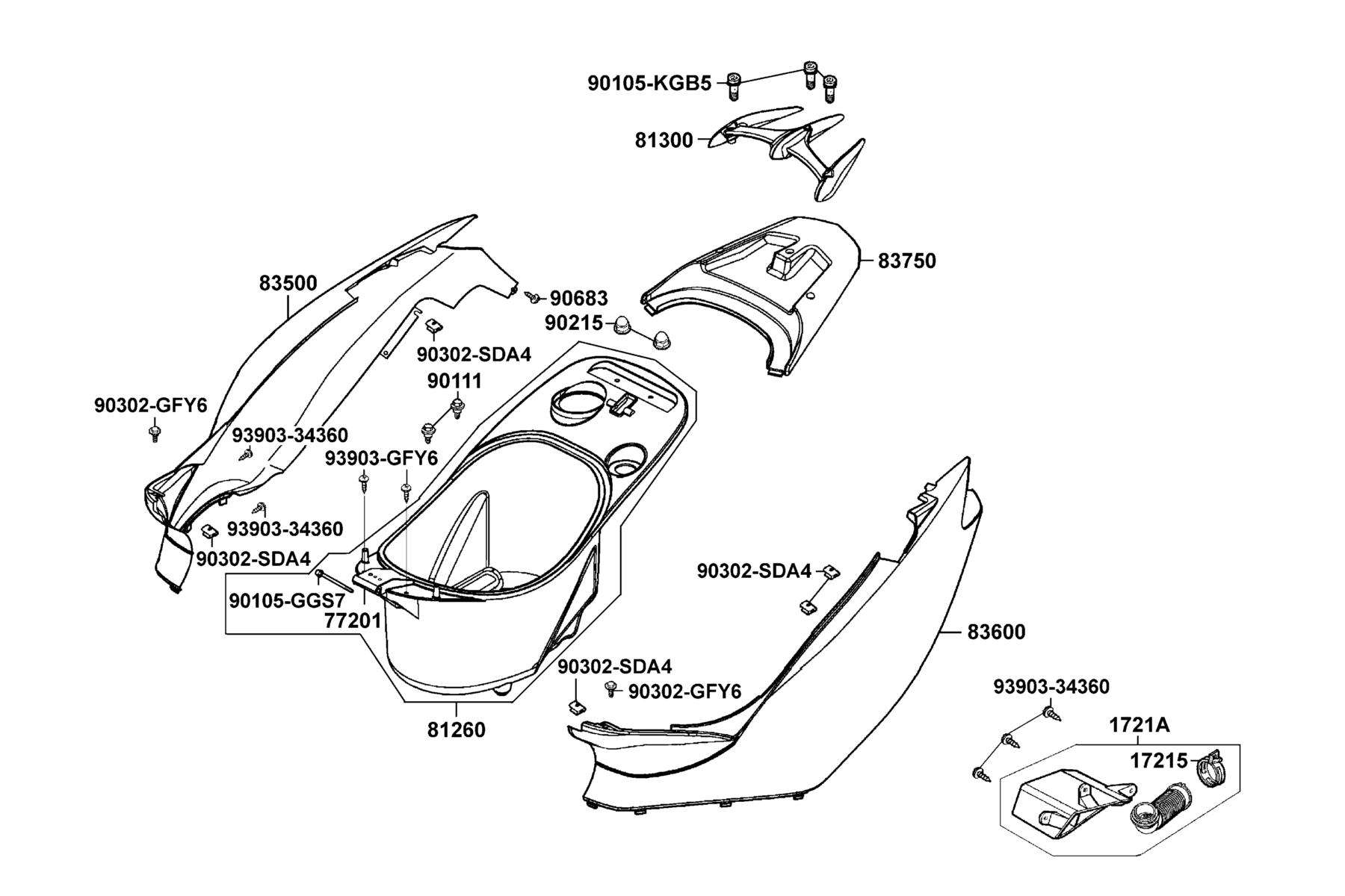 KYMCO SUPER9S Body Cover and Luggage Box parts diagram