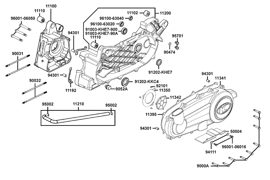 E01 Crank Case parts diagram