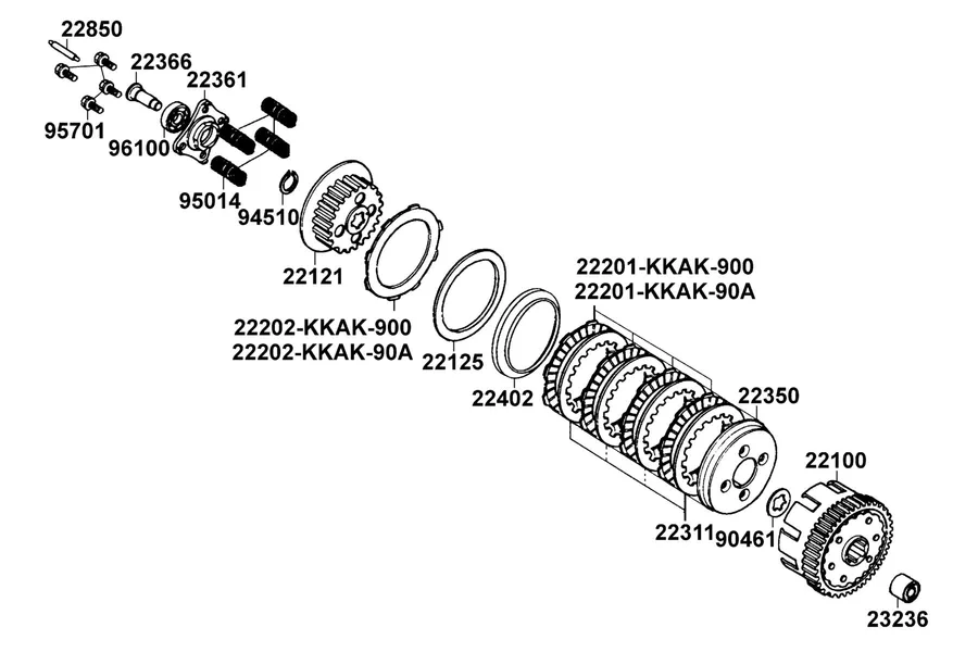 E05 Clutch parts diagram