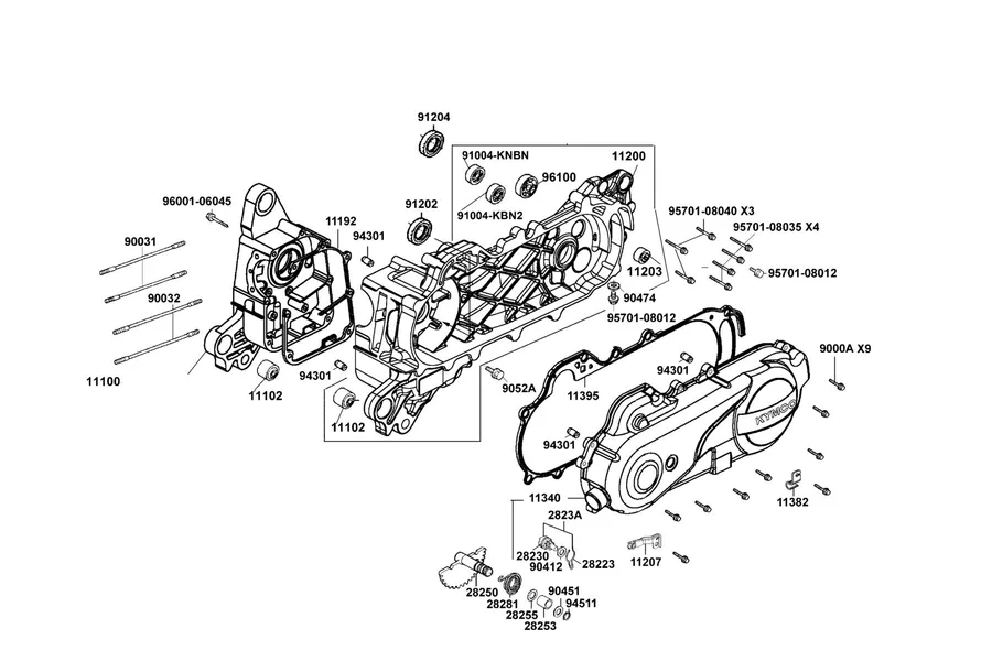 E01 Crank Case parts diagram