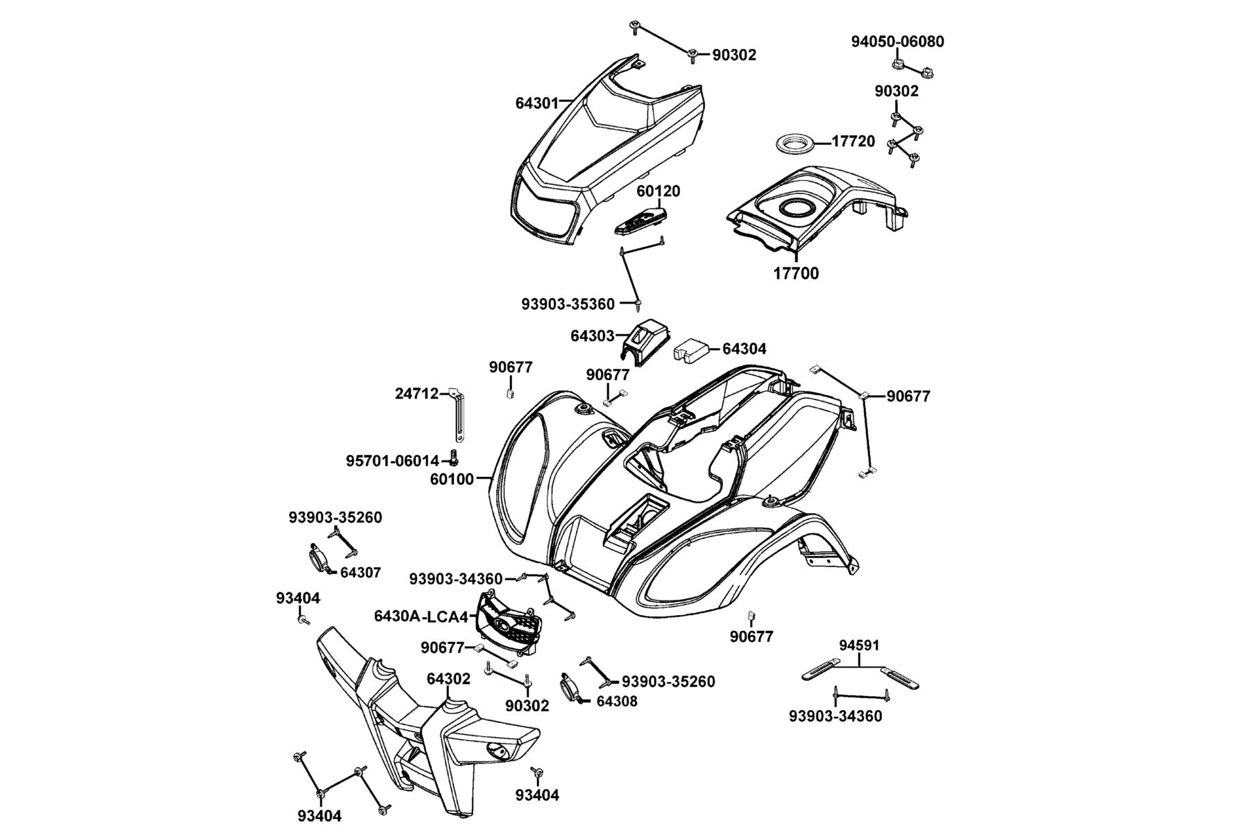 MXU 150X 2025MY EPA Front Cover●Tank Cover parts diagram