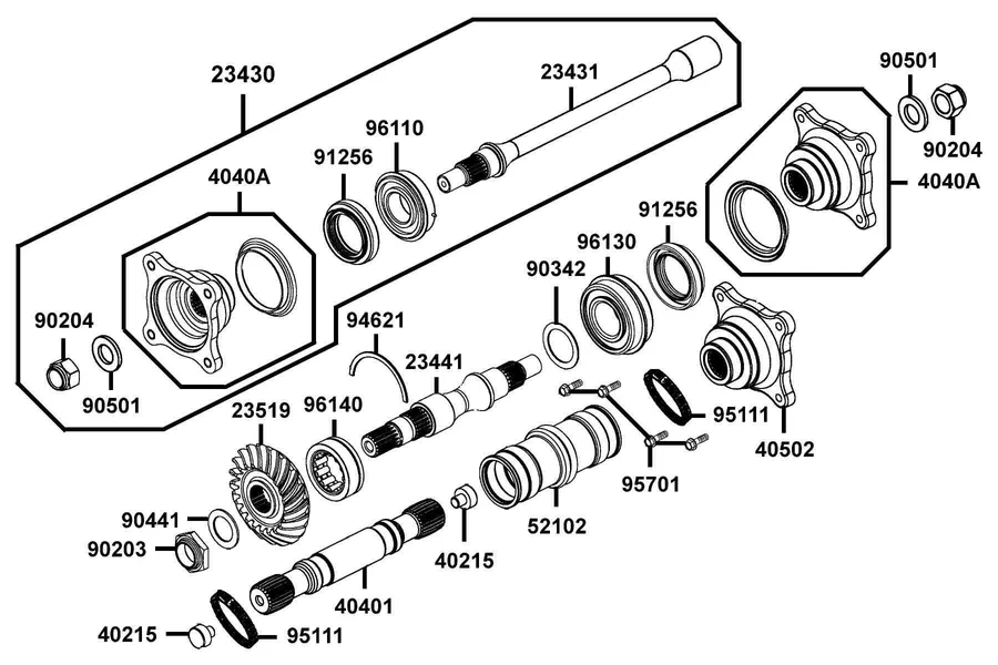 E10 Shaft Drive Front parts diagram