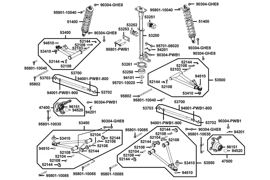 F06 Post Steering parts diagram