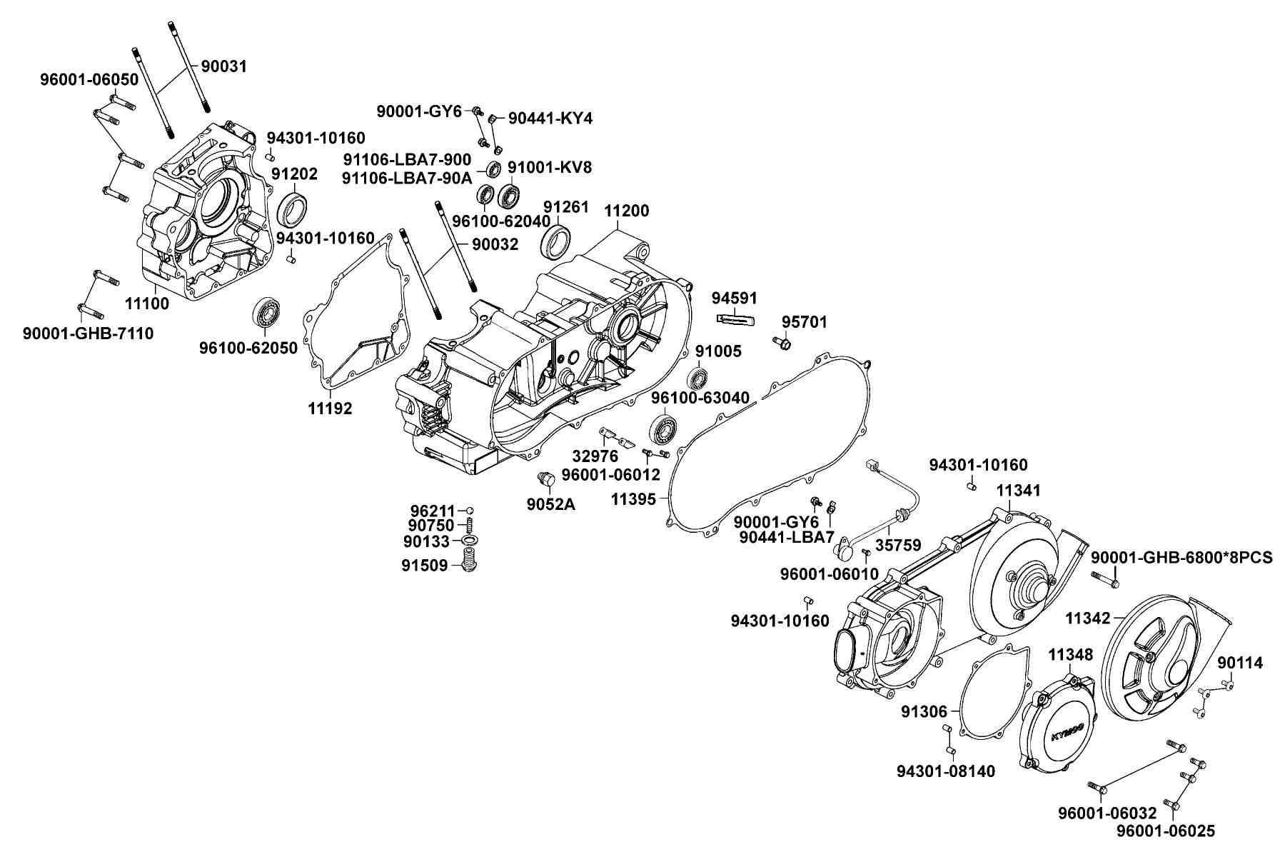 KYMCO Mongoose 250 (2008-2008) Crank Case parts diagram