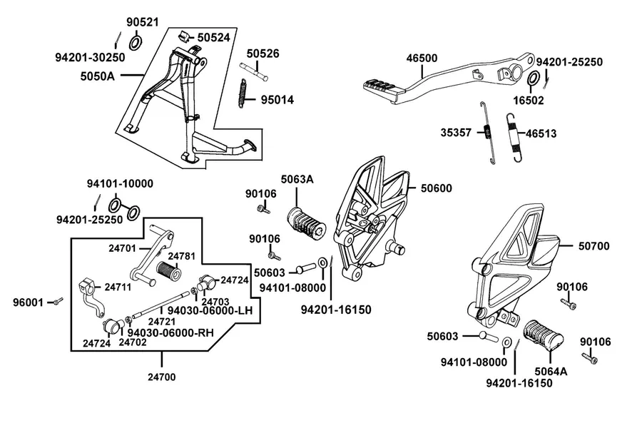 F16 Pedal and Stand parts diagram