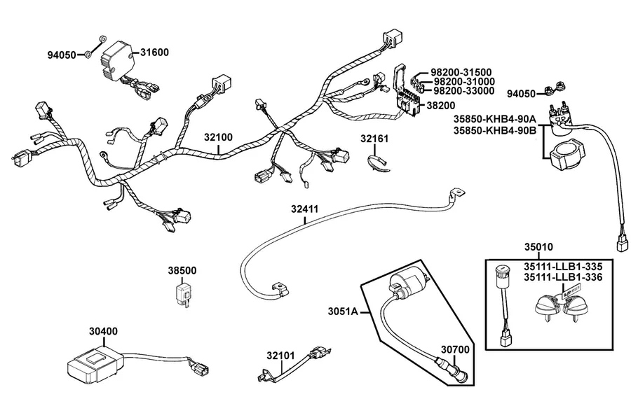 F20 Harness Wire parts diagram