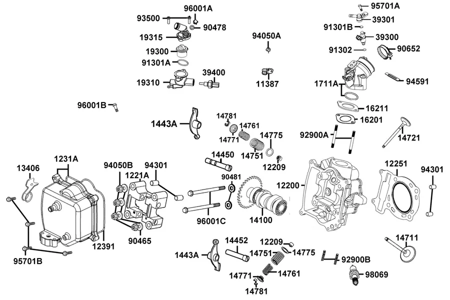 E02 Cylinder Head parts diagram