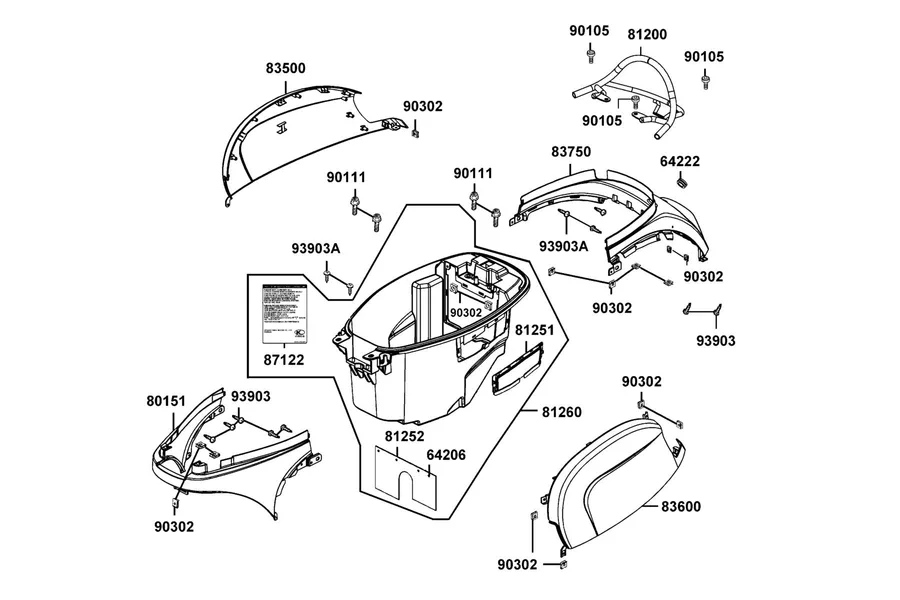 F12 Body Cover and Luggage Box parts diagram