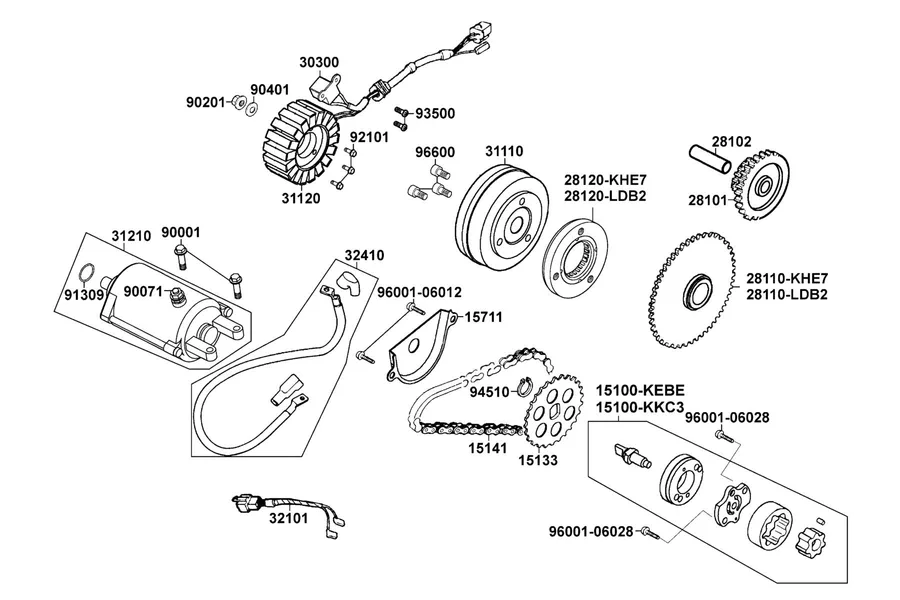 E06 Staring Motor and Generator parts diagram