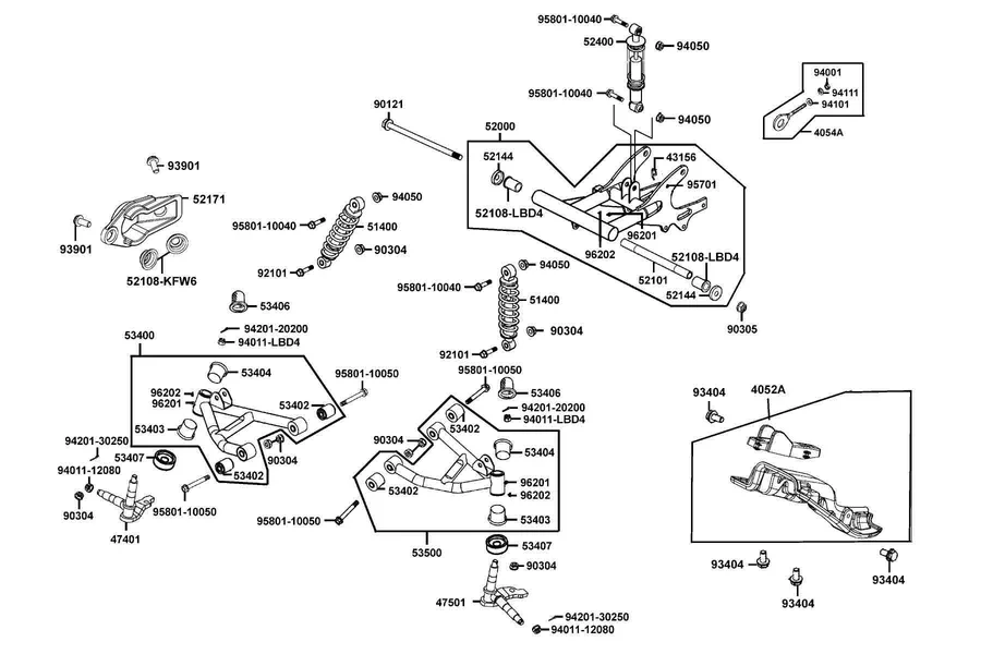 F14 Cushion and Fork Rear parts diagram