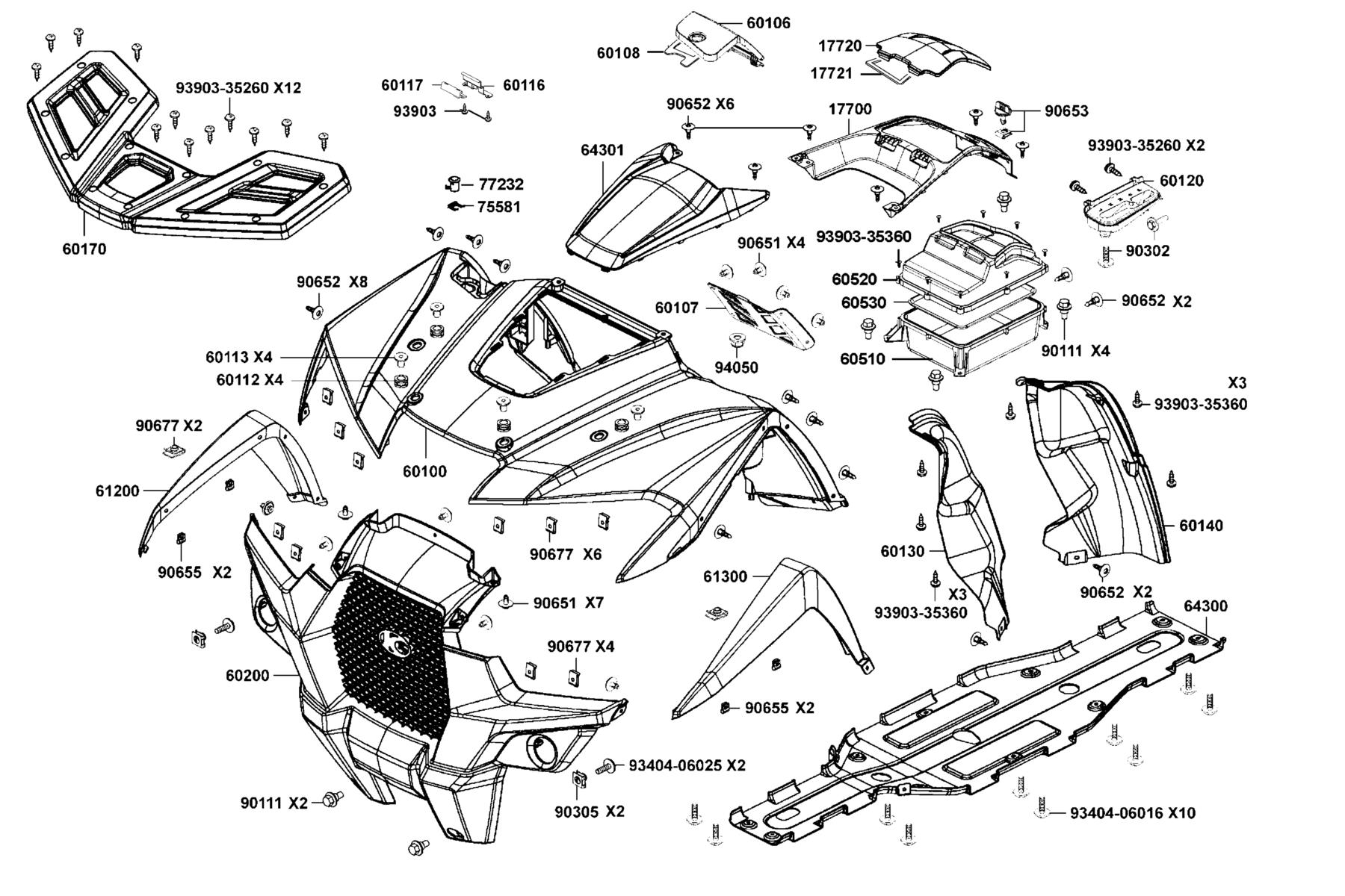 MXU 550i (2026MY) Fender Front parts diagram