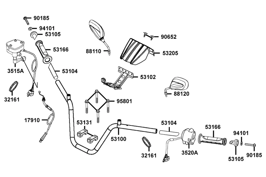 F03 Tube Handlebar parts diagram