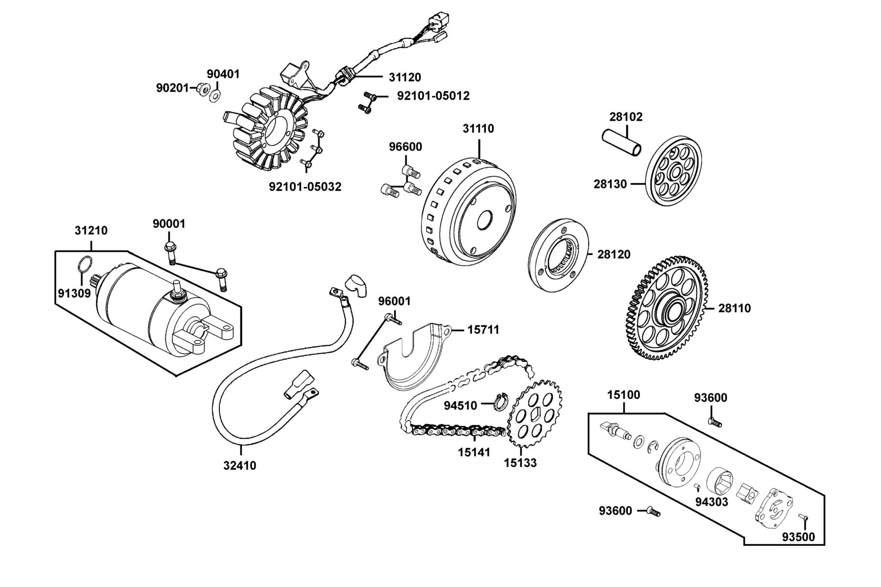 PEOPLE GTi 300 (2016~) Starting Motor ● Generator parts diagram