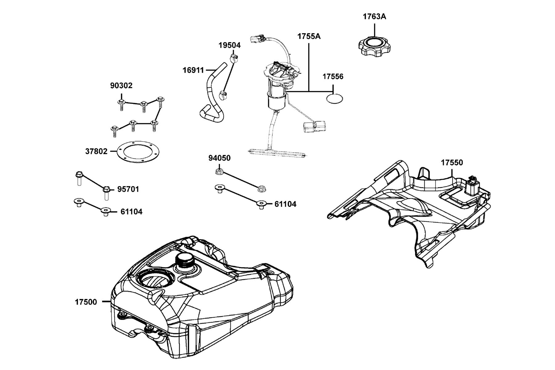 KYMCO MXU 700I (2013+) Fuel Tank parts diagram