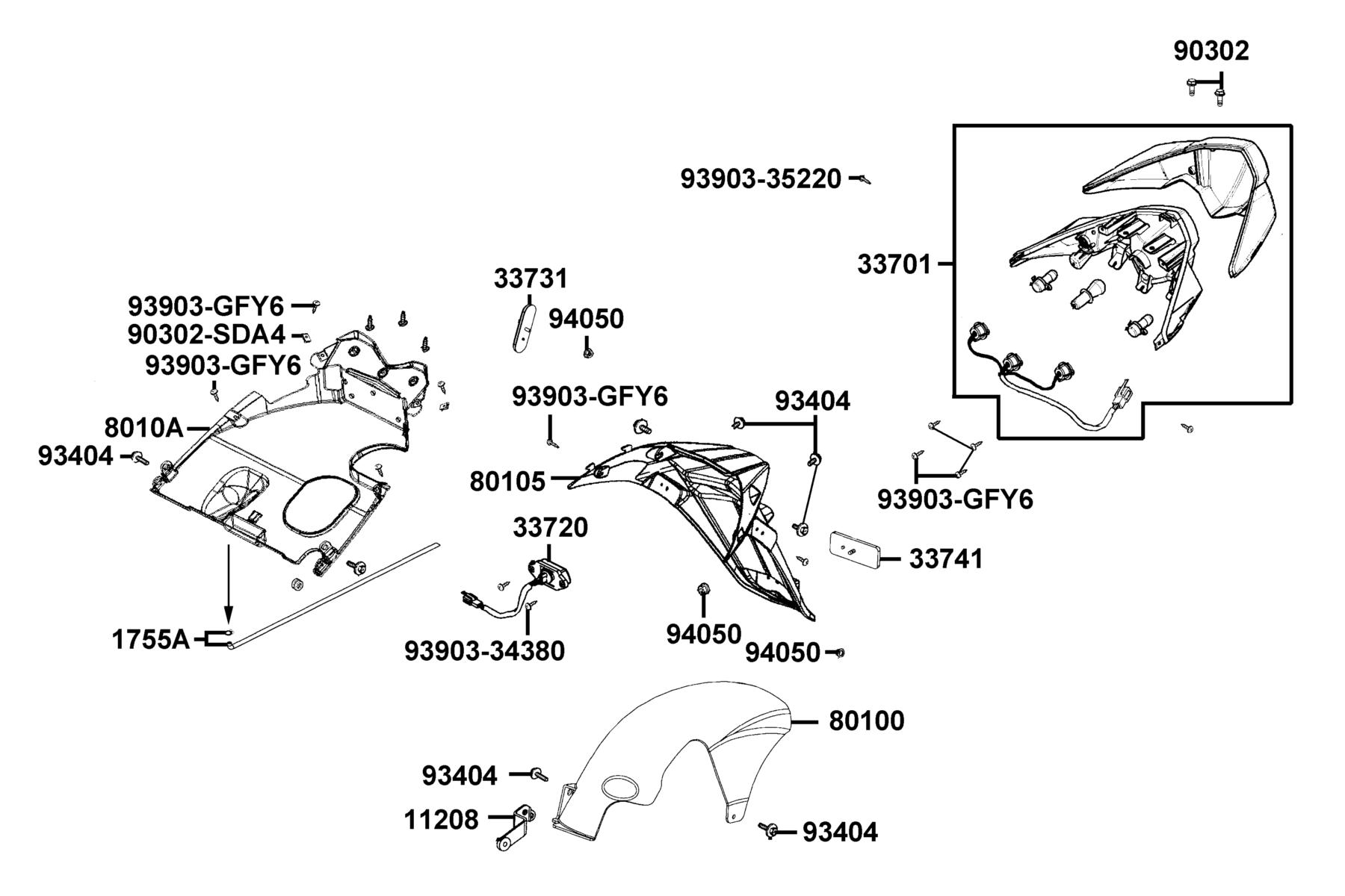 SUPER 8 150R ON-ROAD(2015~) Tail Light parts diagram