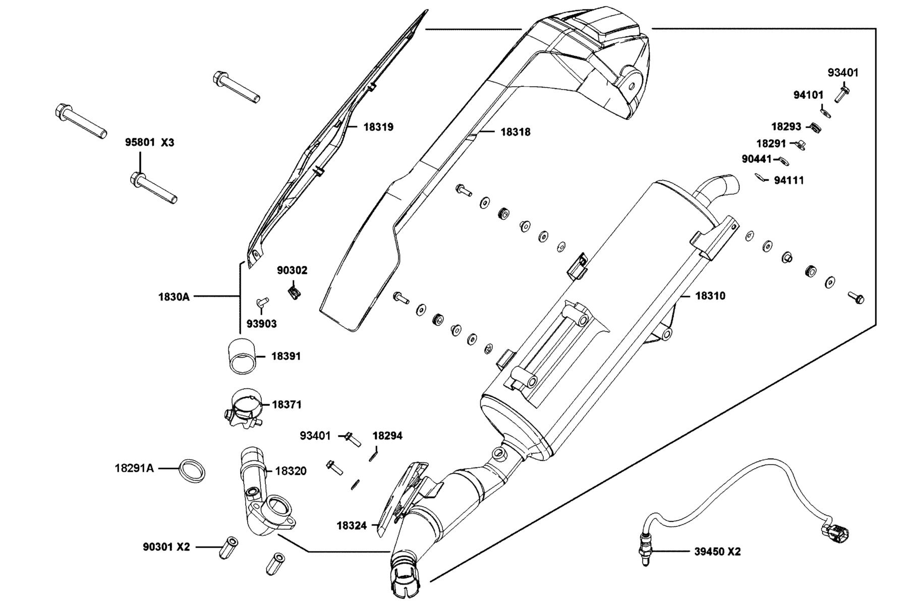 DOWNTOWN GT 350 Exhaust Muffler parts diagram