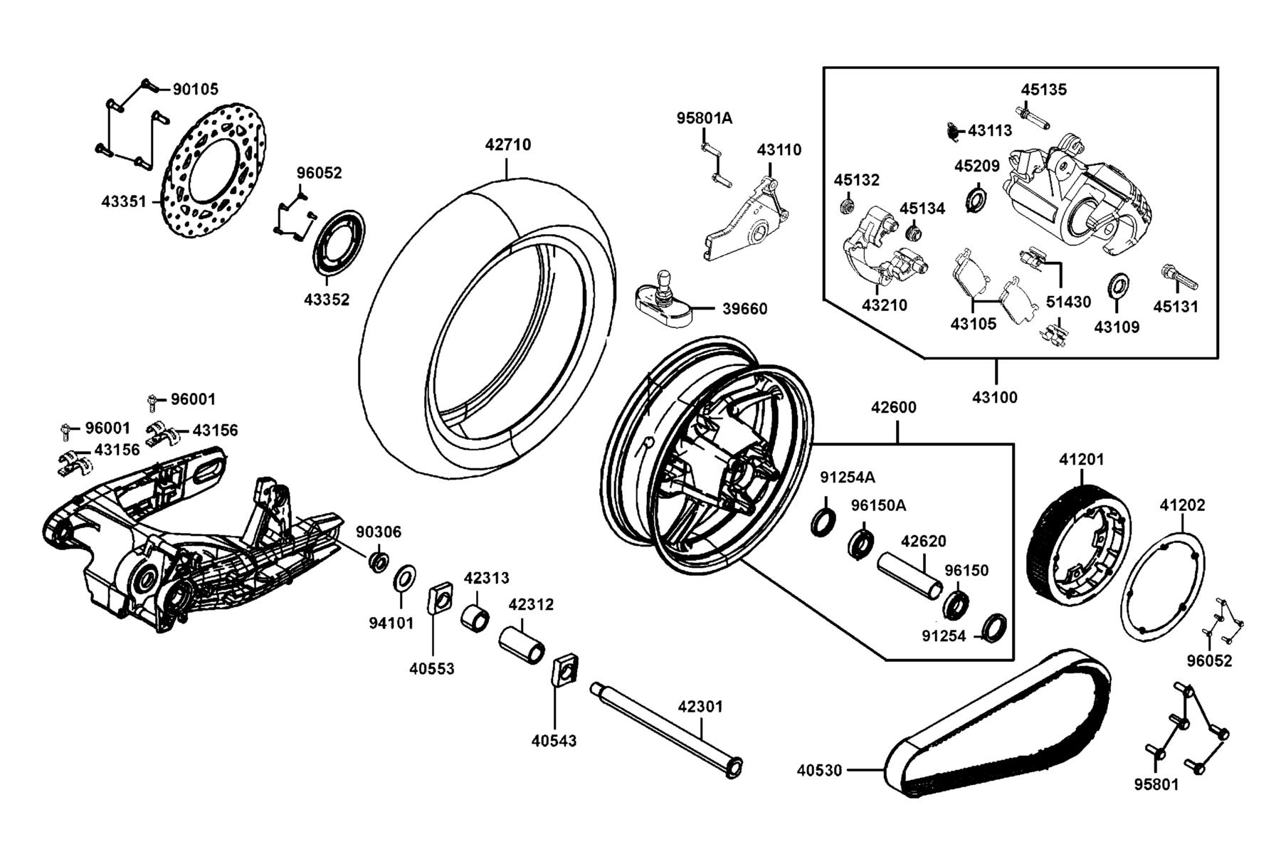 AK550 ST Rear Wheel parts diagram