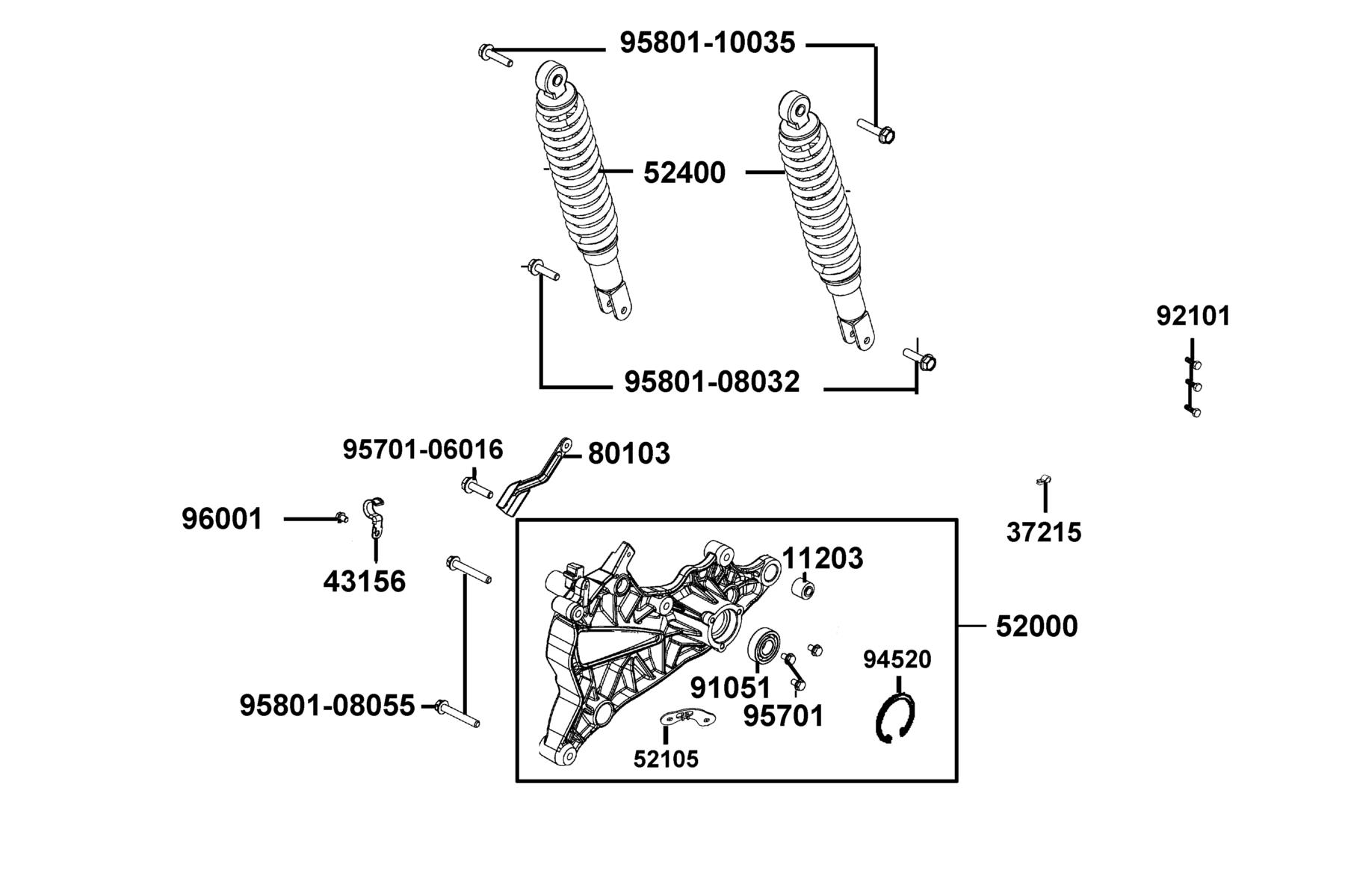 Like 150i Noodoe ABS (2023) Rear Cushion parts diagram