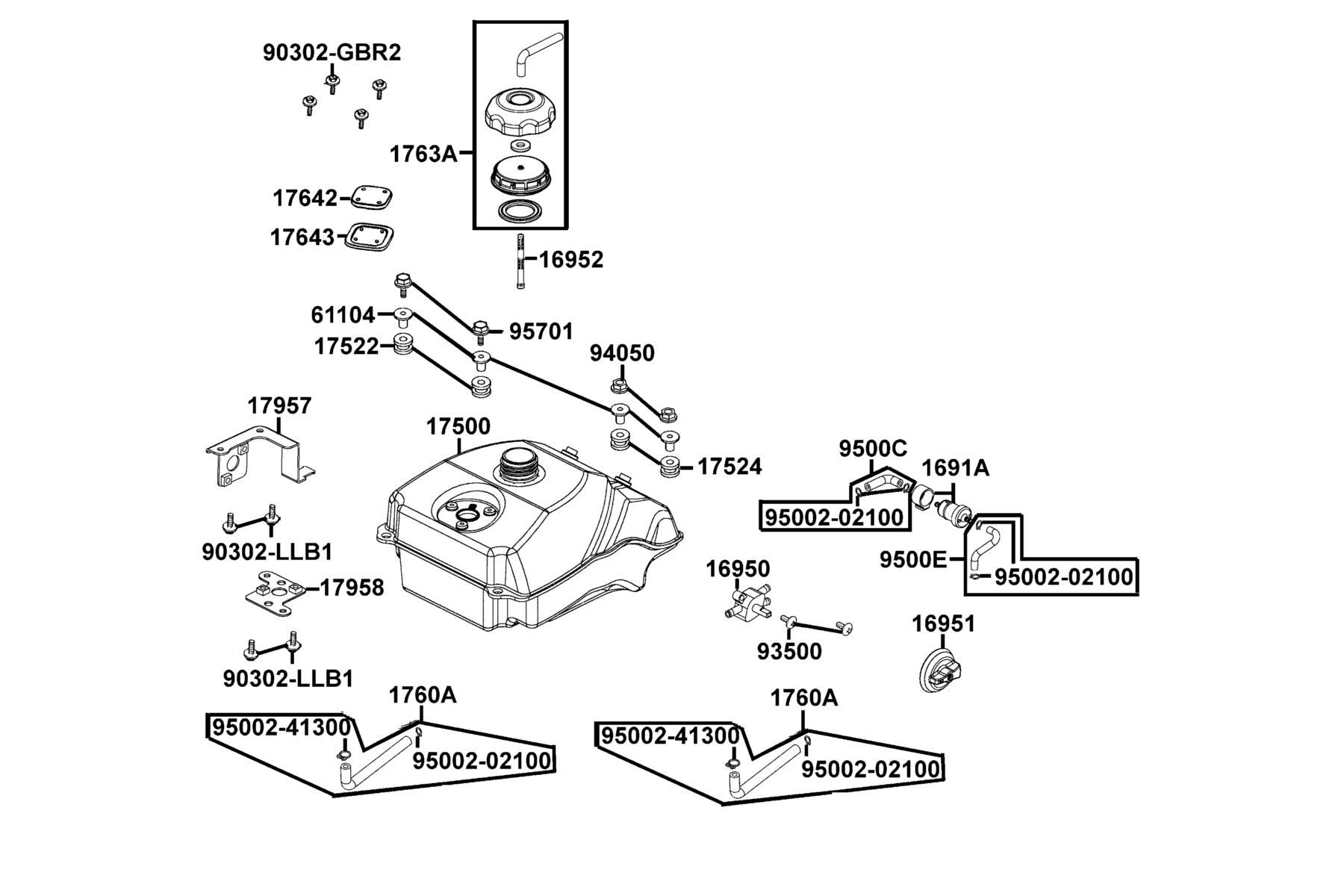Mongoose(2021) Fuel Tank parts diagram