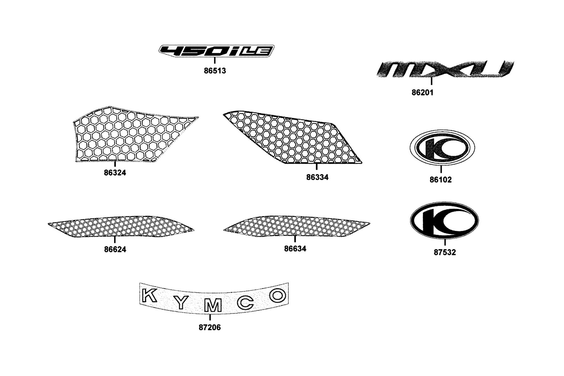 MXU 450i LE (2023) Emblem ● Stripe parts diagram