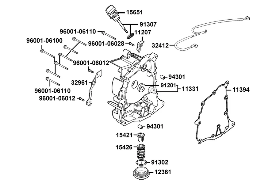 E04 Right Crankcase Cover parts diagram