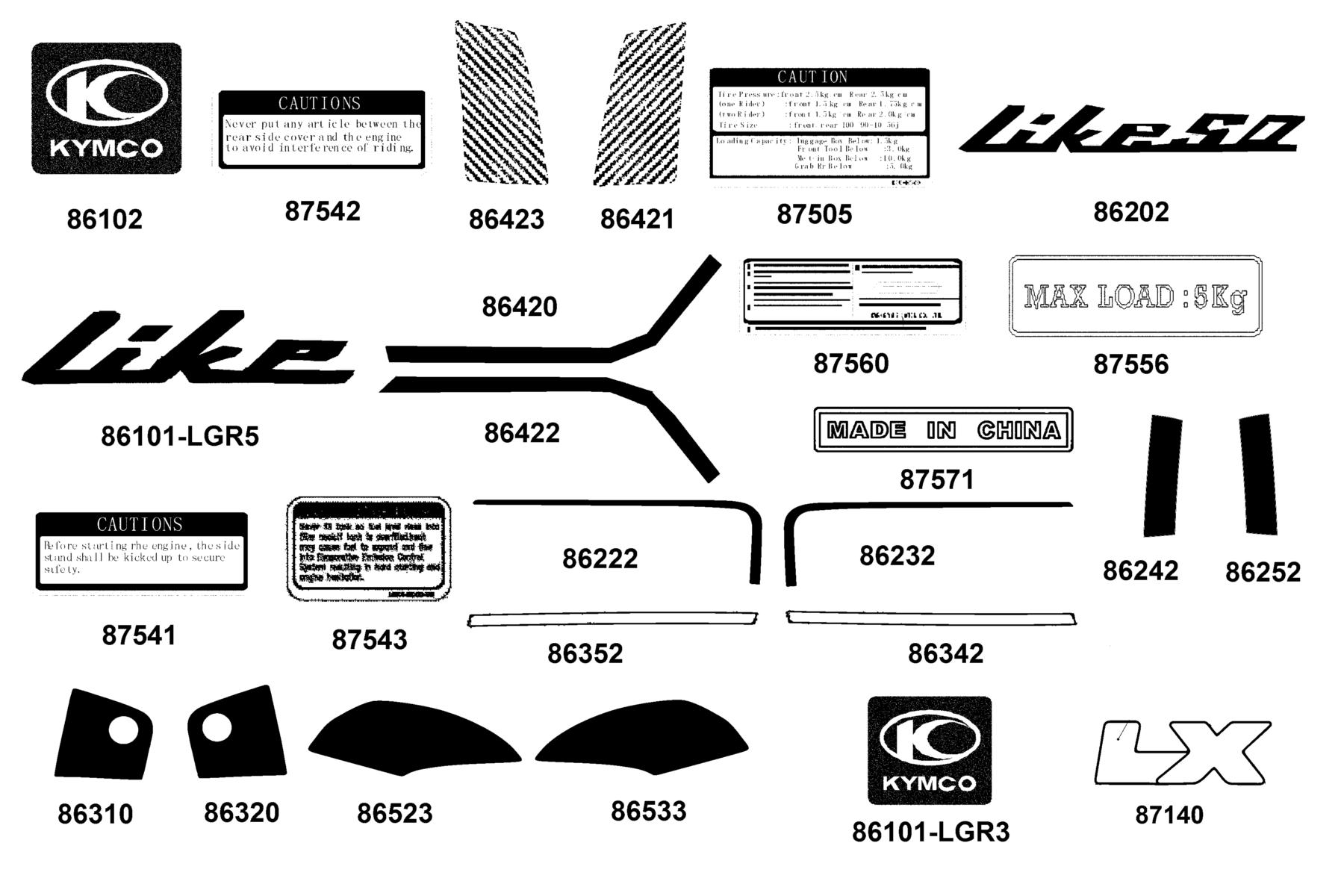 LIKE 50(2013~) Emblem ● Stripe parts diagram