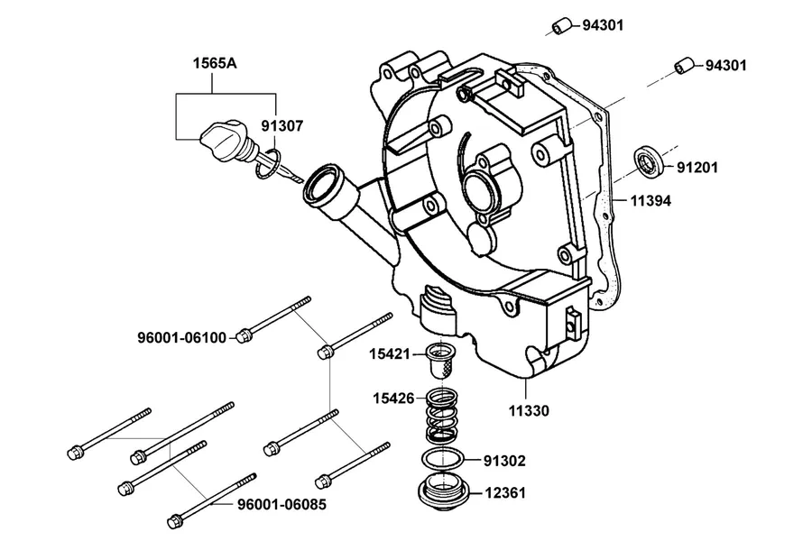 E04 Right Crankcase Cover parts diagram