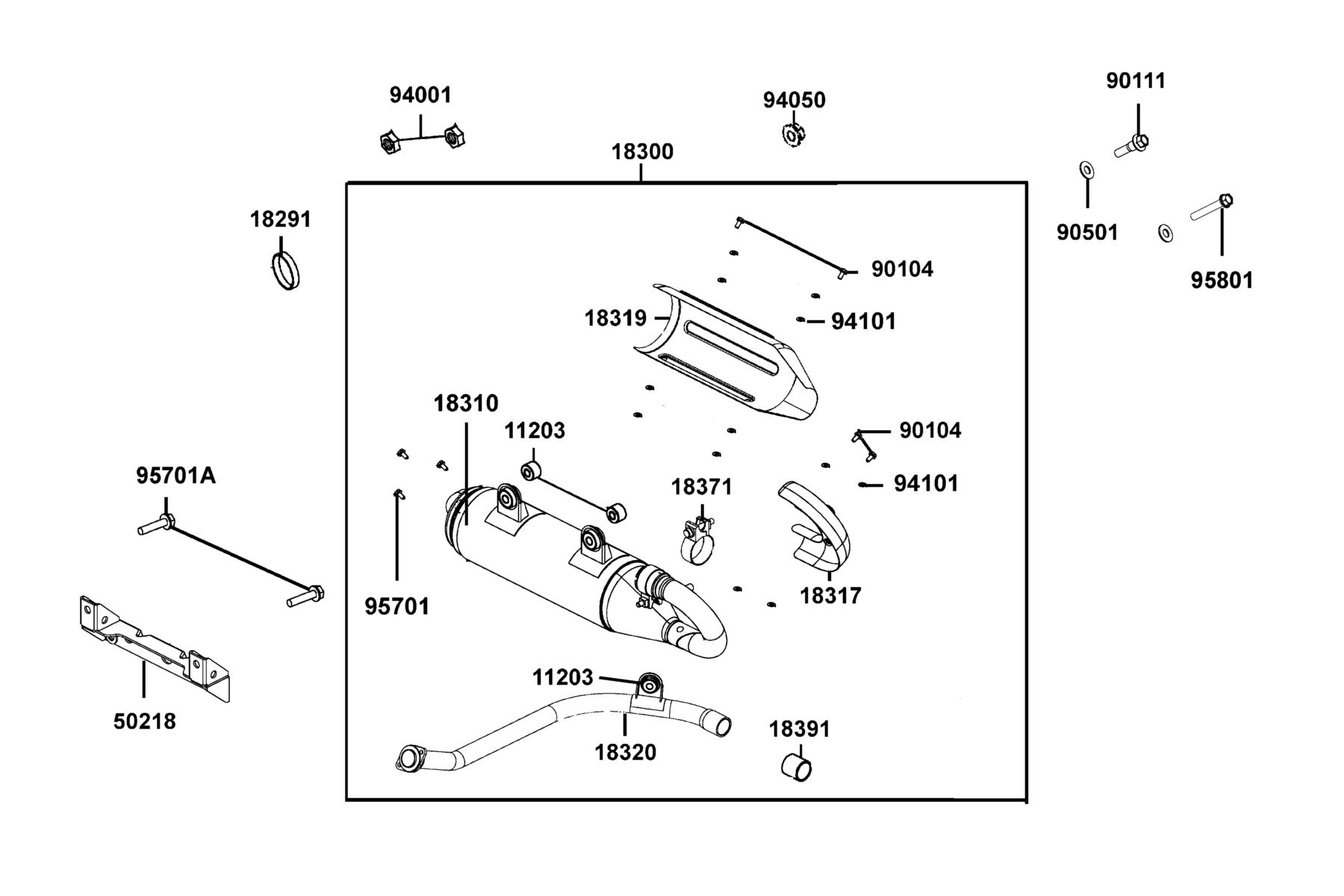 UXV 700i LE (2016~) Exhaust Muffler parts diagram