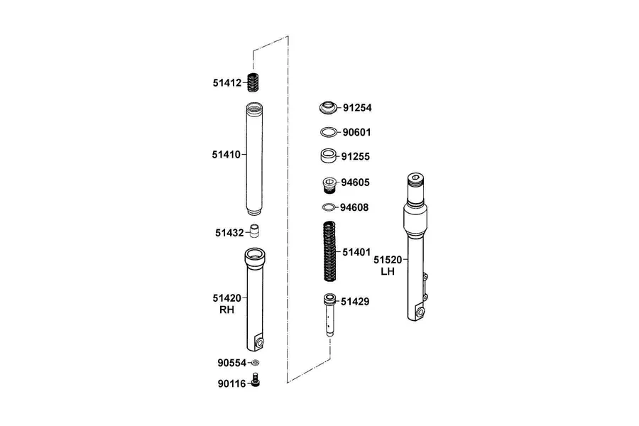 F22 Separated Parts Of Fr Fork parts diagram