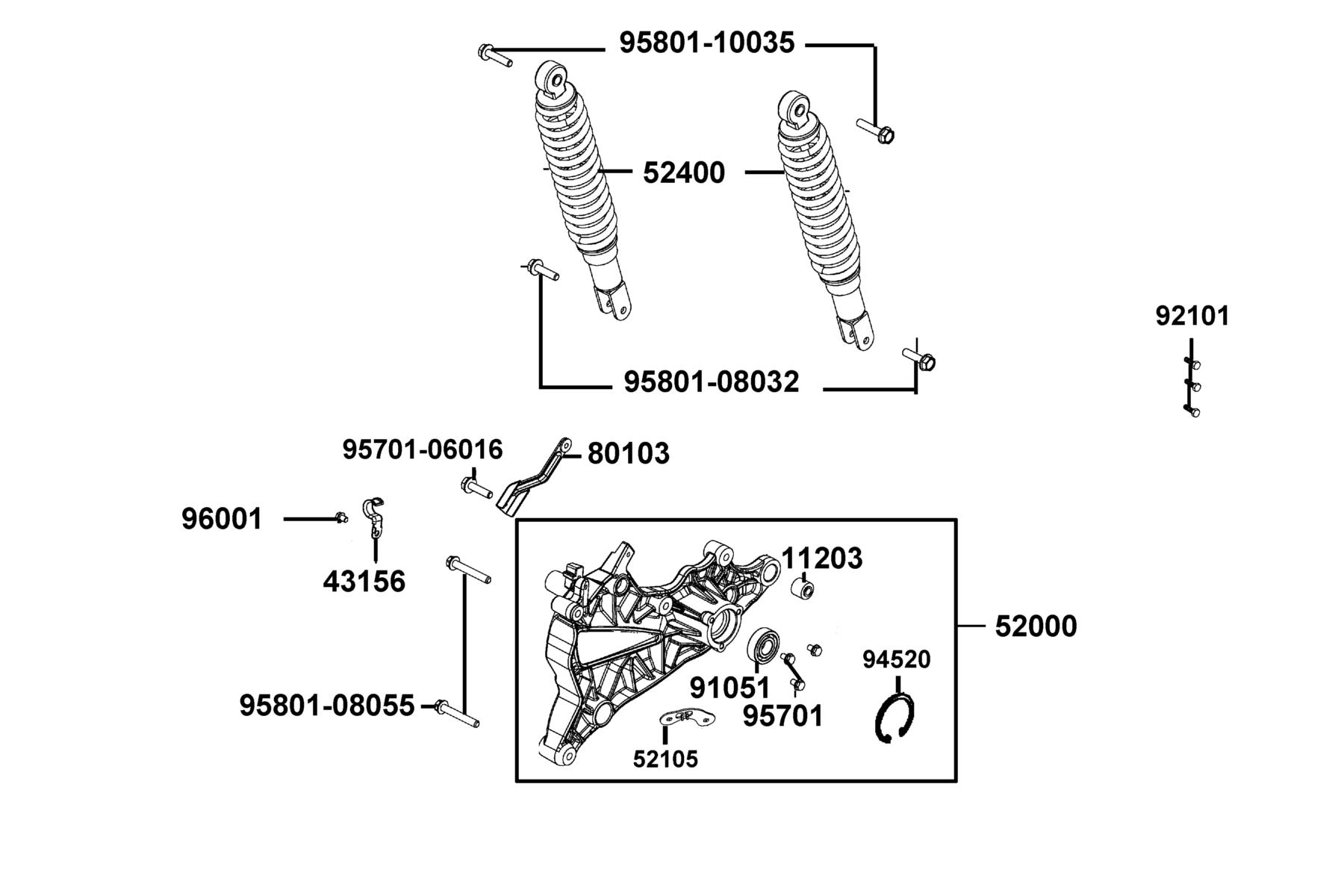 LikeII 150i (2020) Rear Cushion parts diagram