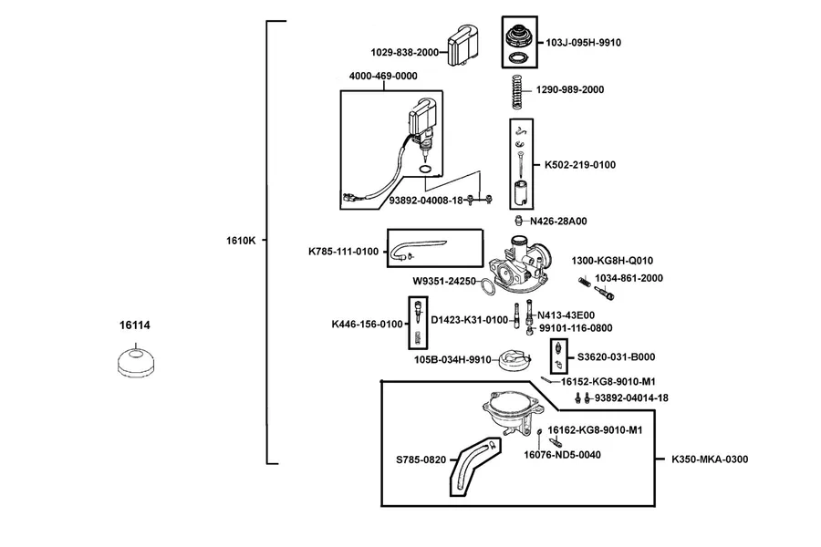 E09 Carburetor parts diagram