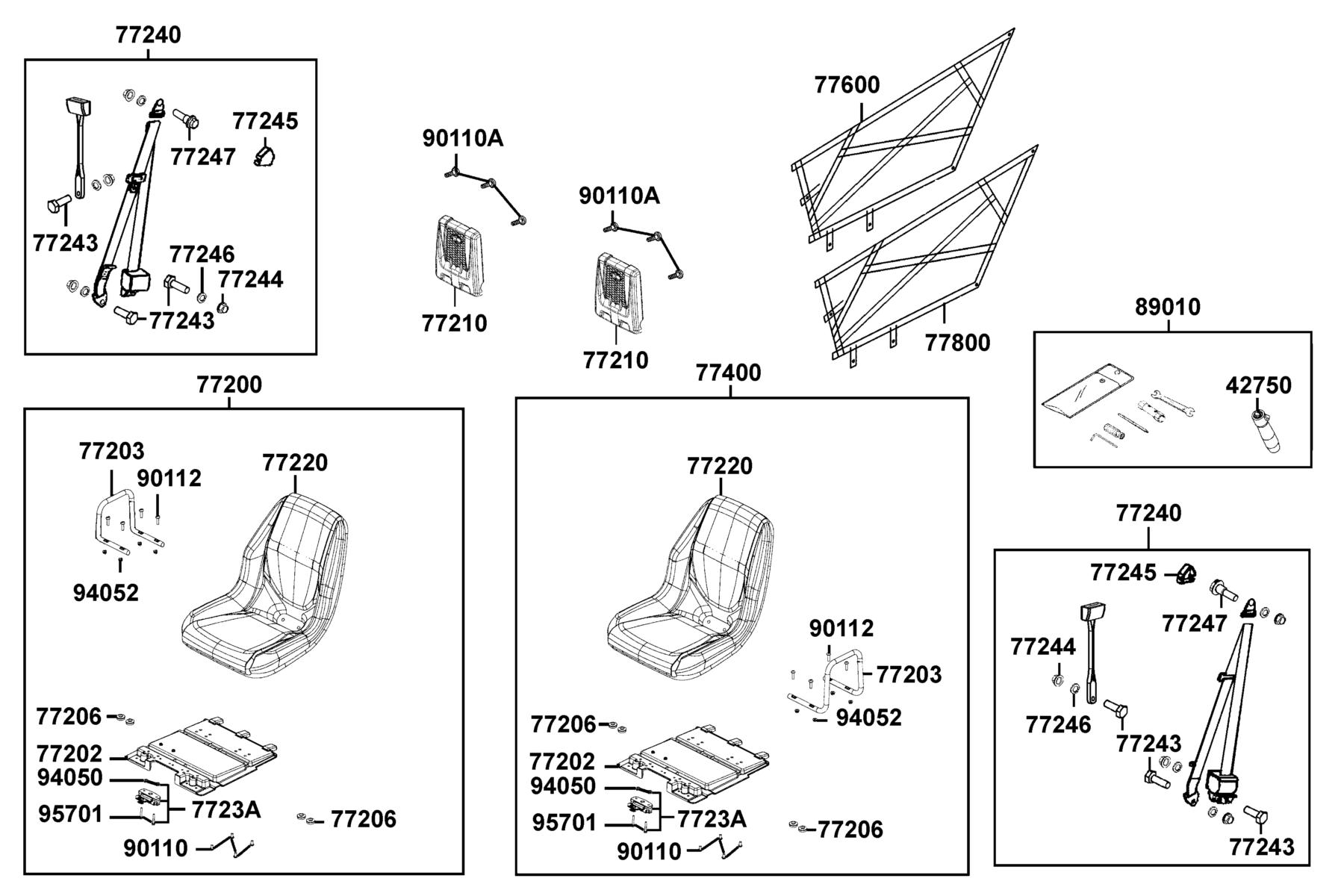 UXV 700i LE EPS (2017~) Seat parts diagram