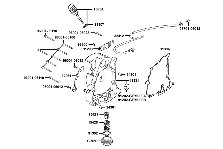 E04 Right Crankcase Cover parts diagram