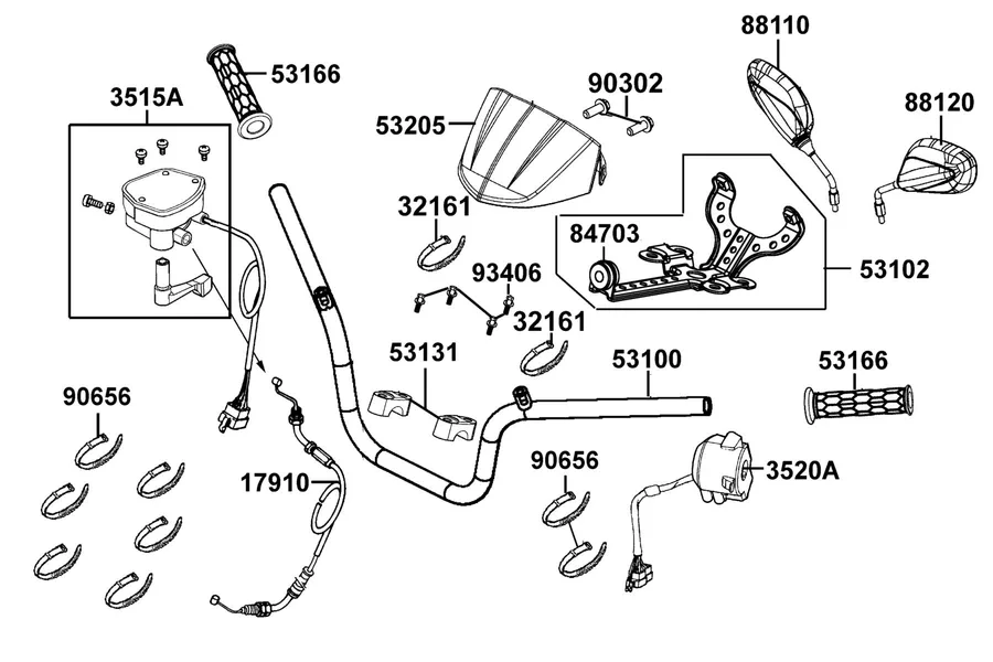 F03 Handle Steering parts diagram