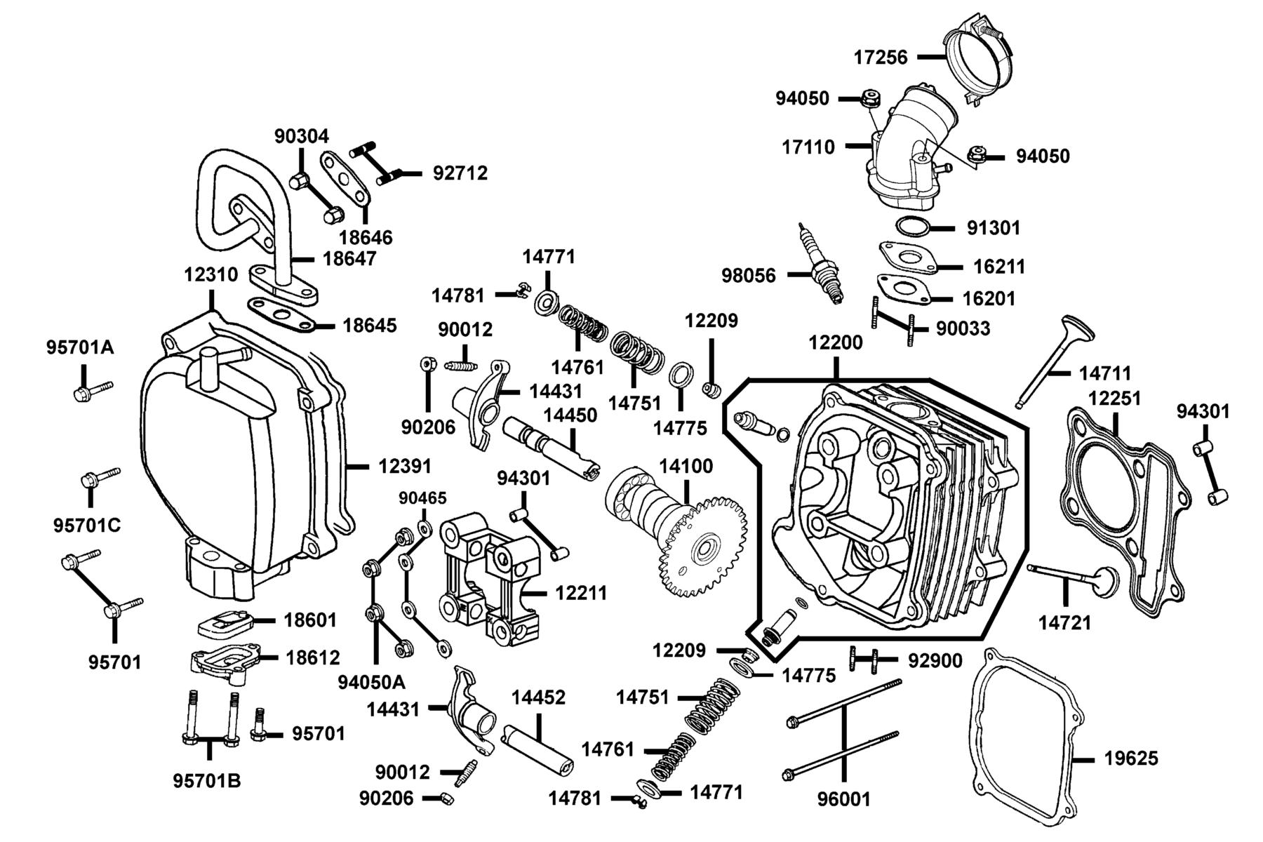 KYMCO PEOPLE 150 (2012+) Cylinder Head Cover and Cylinder Head parts diagram