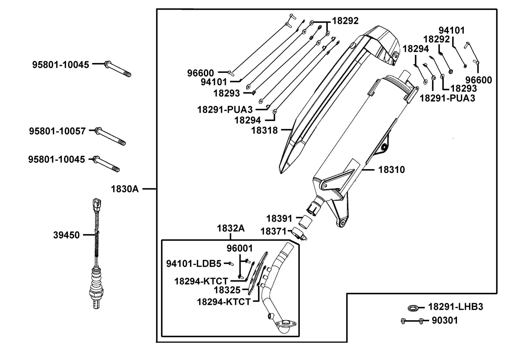 X-Town 300i ABS (2022) Exhaust Muffler parts diagram