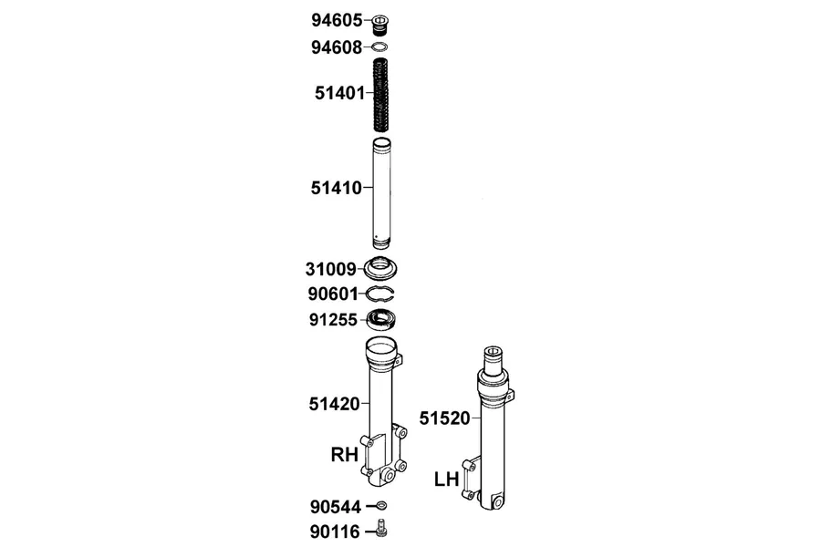 F23 Separated Parts Of Fr Fork parts diagram