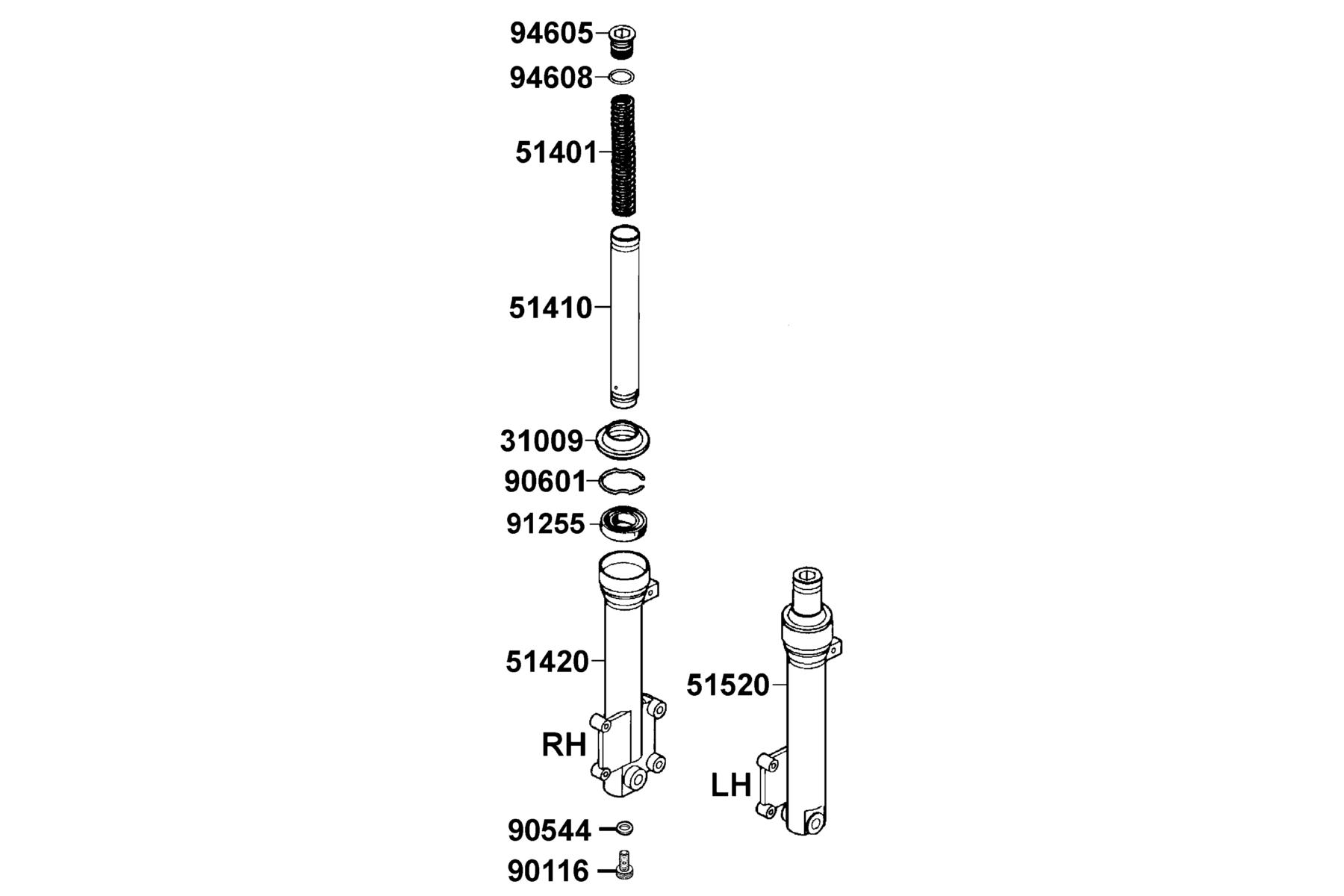 KYMCO SUPER 9S (2004-2006) Separated Parts Of Fr Fork parts diagram