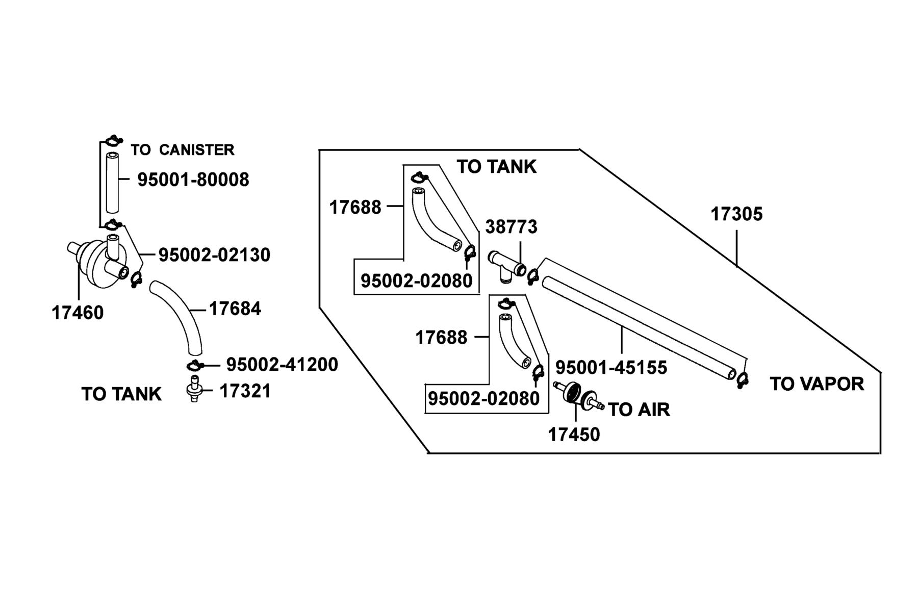 KYMCO B&W 250 (2008) Vavle Comp Vapor Control parts diagram