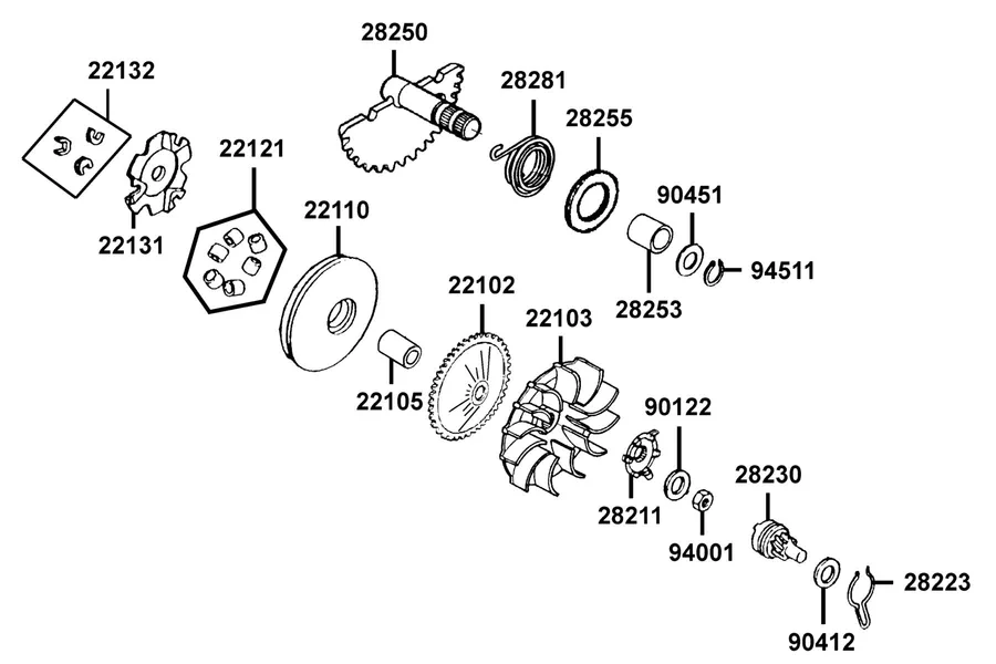 E06 Drive Face parts diagram