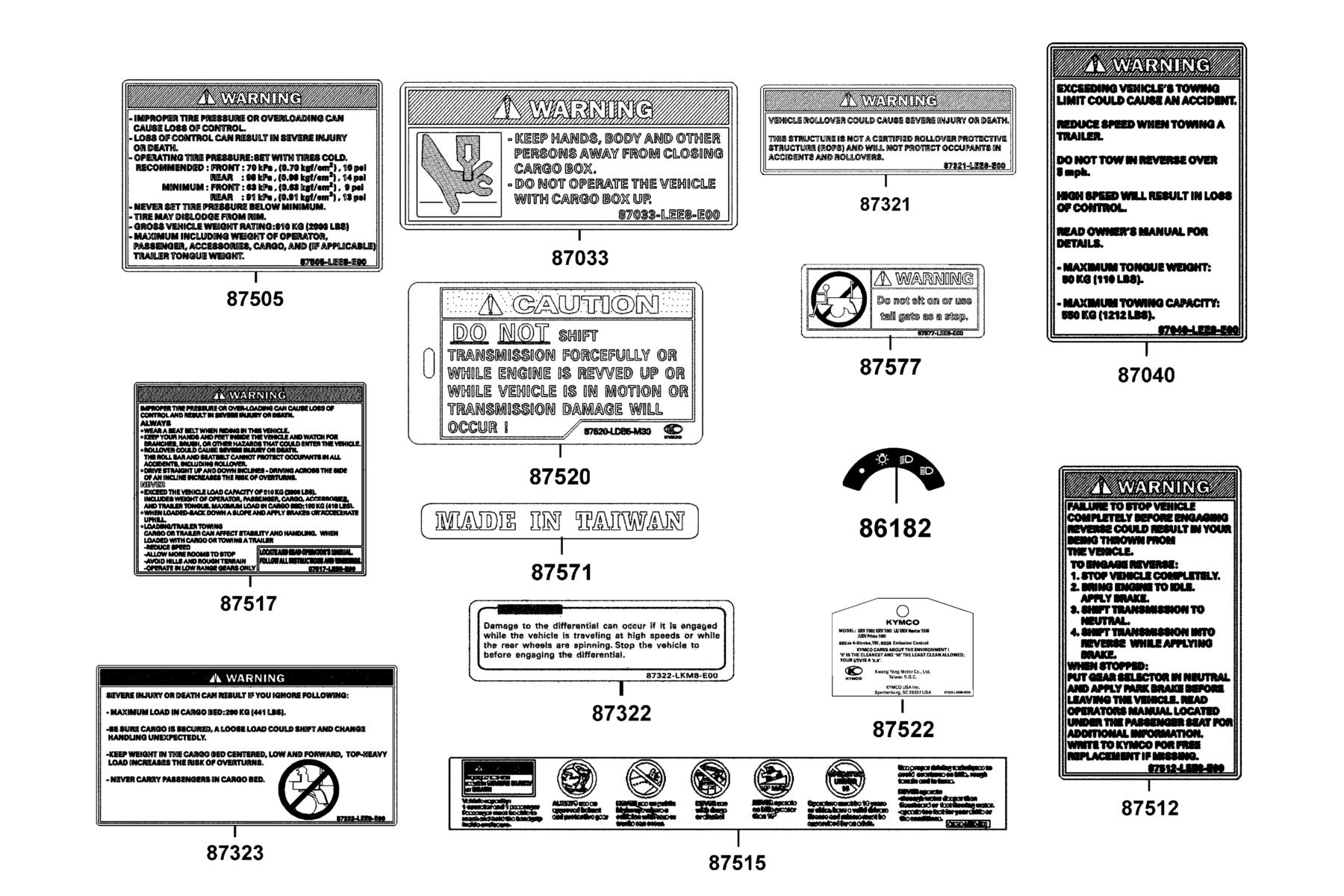 UXV 700i LE(2018) Caution Label parts diagram