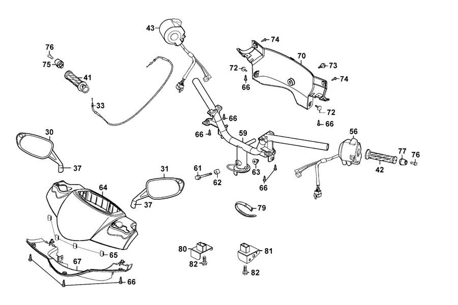 F03 Handle Steering and Handle Cover parts diagram