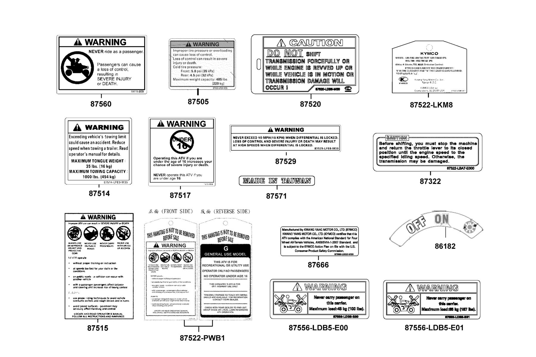 MXU 700i EPS (2017~) Caution Label parts diagram