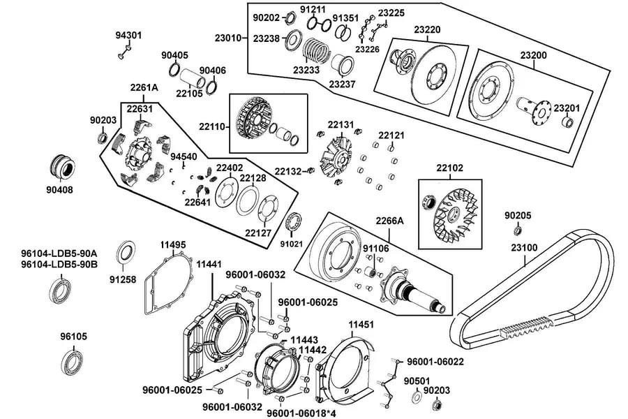 E05 Drive Pulley parts diagram