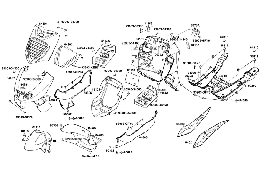 F05 Front Cover and Floor Panel parts diagram