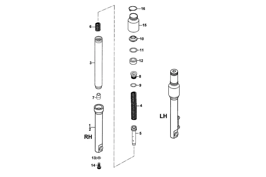 F22 Separated Parts Of Fr Fork parts diagram