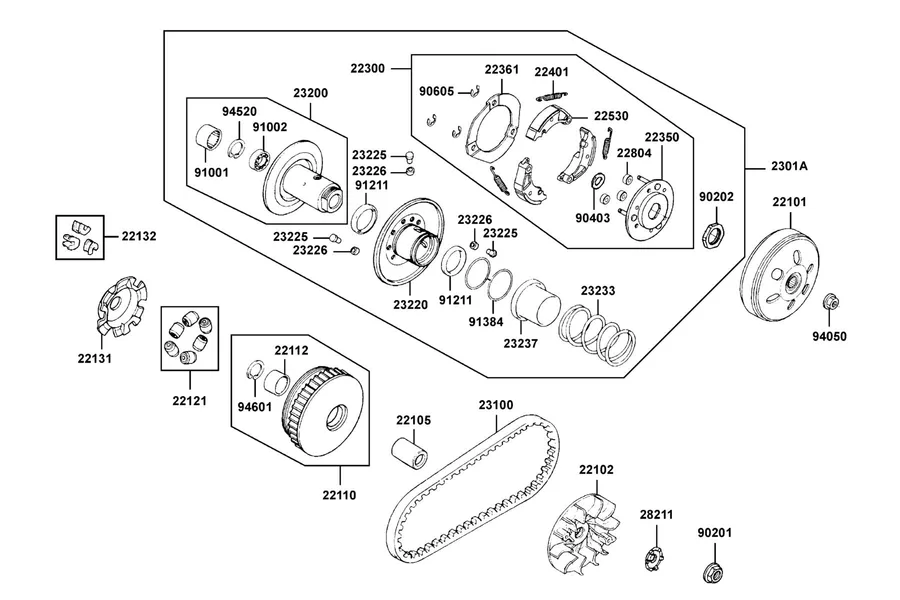 E06 Pulley parts diagram
